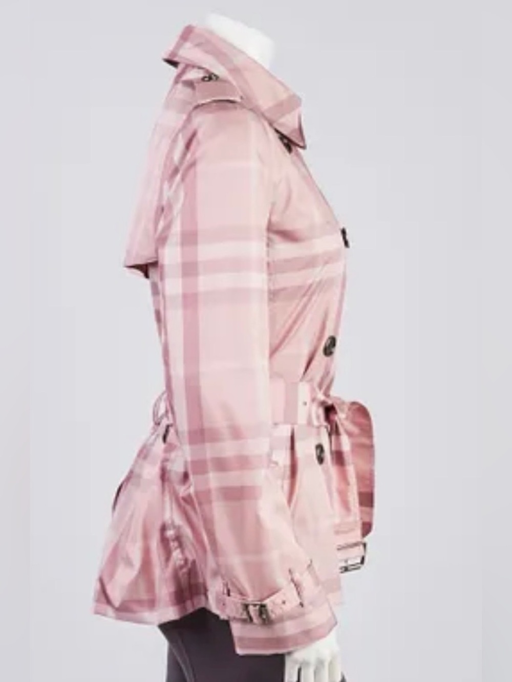Burberry Pink Nova Check Trench Jacket - Picture 5 of 16